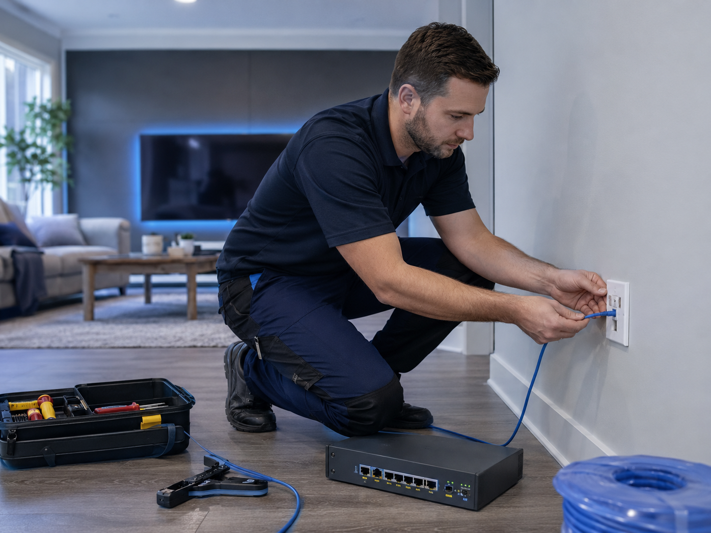 Photo: network cabling install on-site